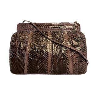 Vintage Mary McFadden Purple Snake Shoulder Bag - Snakeskin Crossbody Purse